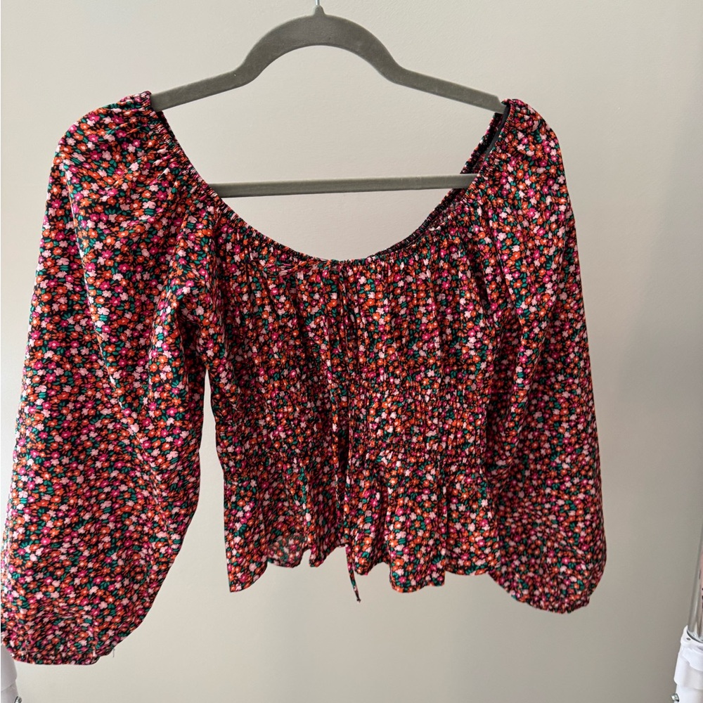 Zara Multicolor Floral Off-Shoulder Blouse